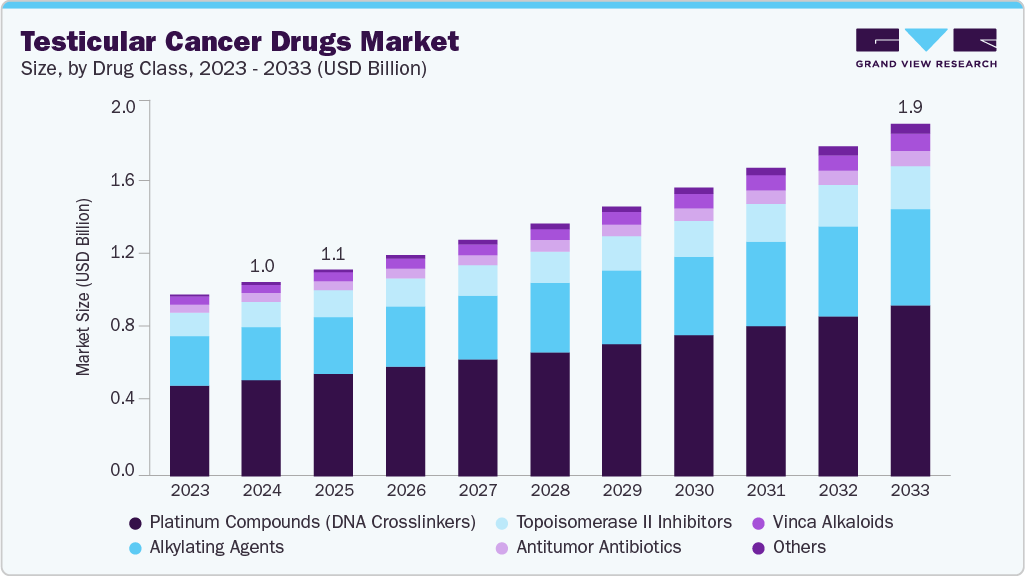 Testicular cancer drugs market size and growth forecast (2023-2033)